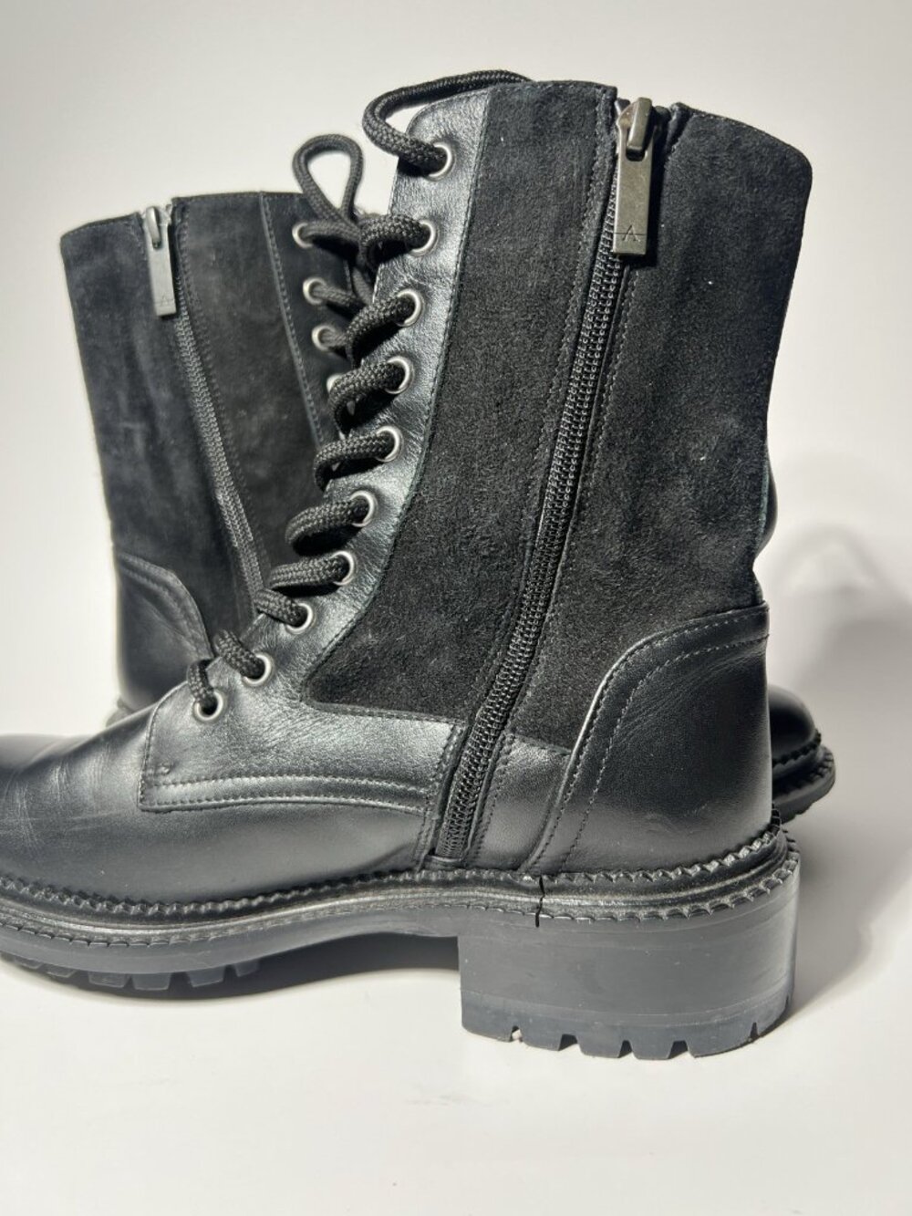 Aquatalia Orianna Women’s Black Suede Combat Boots Size 7M Lug Sole - Picture 8 of 14